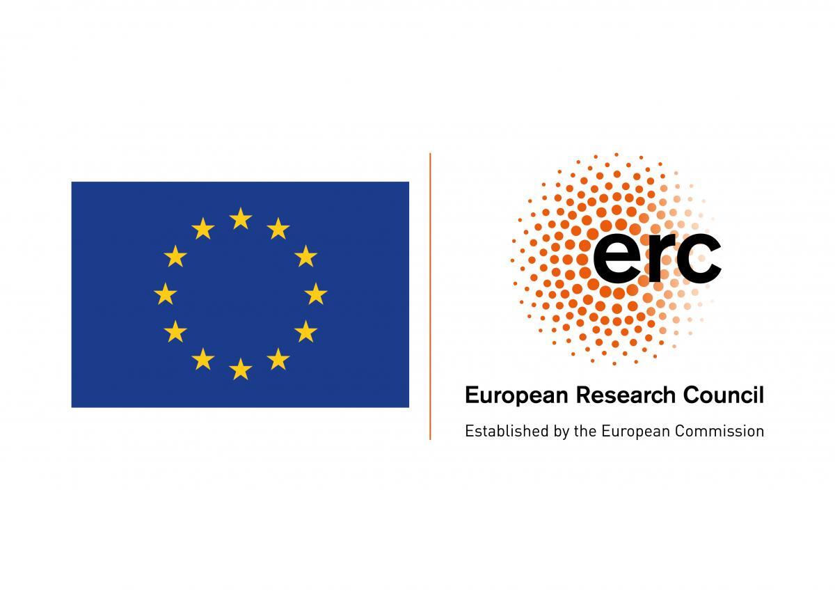 die EU-Flagge und das Logo des Europäischen Forschungsrats